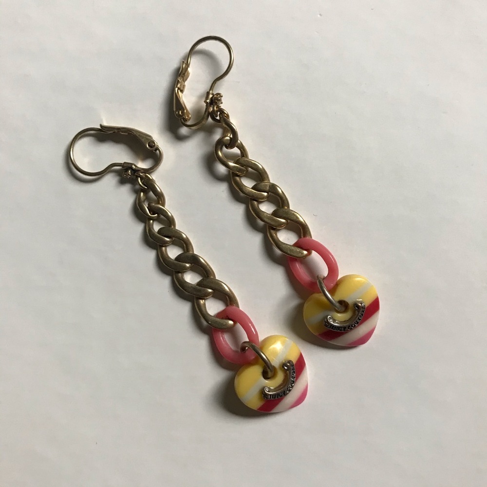 Juicy Couture Enamel Heart Drop Chain Earrings
